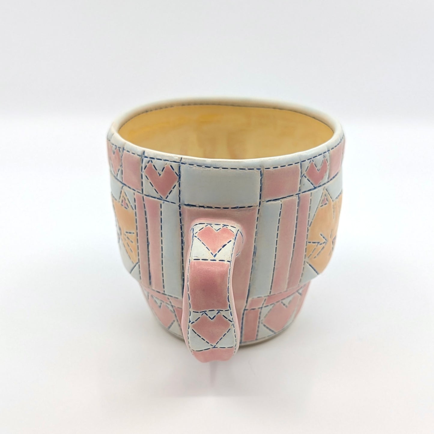 Quilted Mug - Dark Blue Stitching