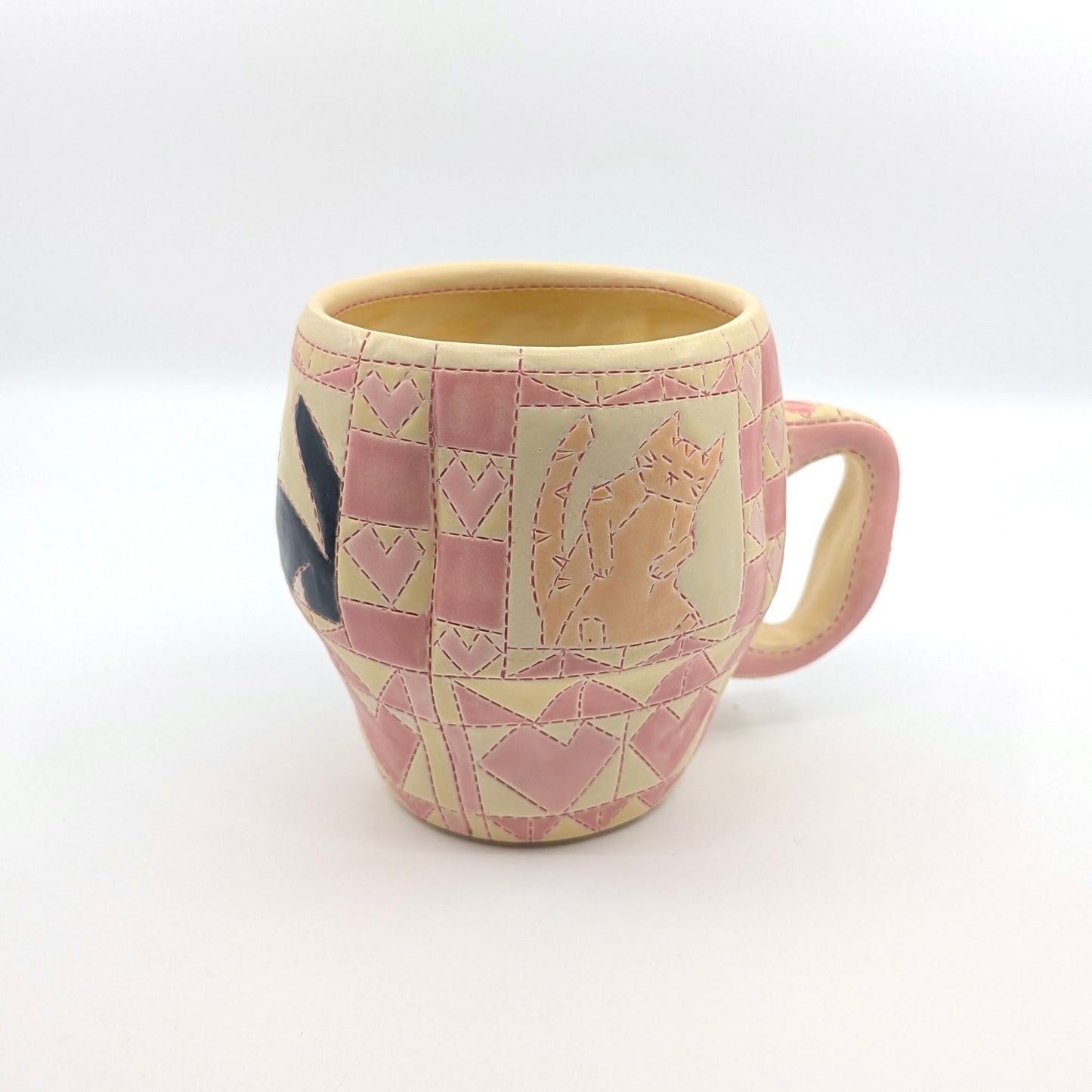 Quilted Mug - Pink and Yellow