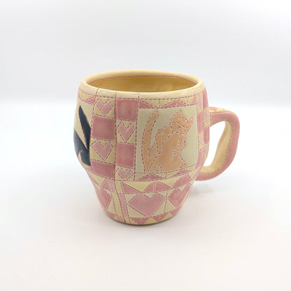 Quilted Mug - Pink and Yellow