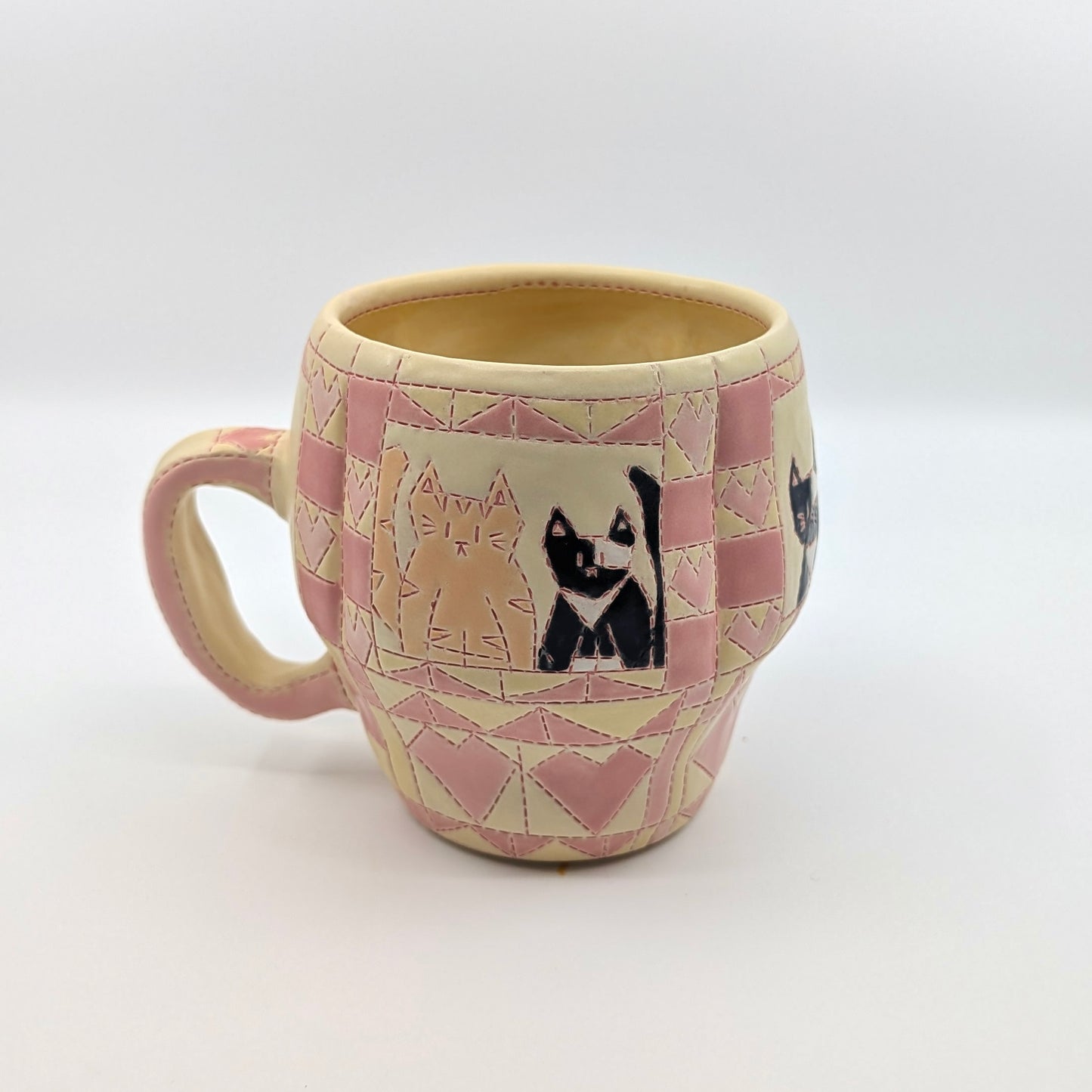 Quilted Mug - Pink and Yellow