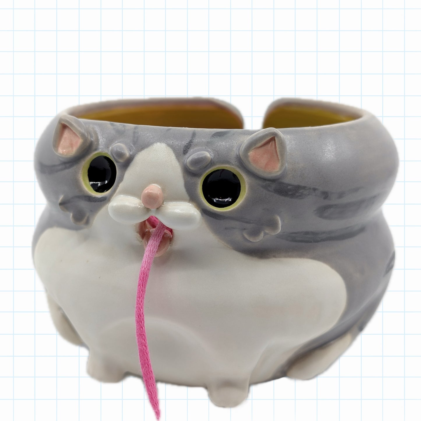 Blaaaagh! Cat Yarn Bowl (Grey Tabby)