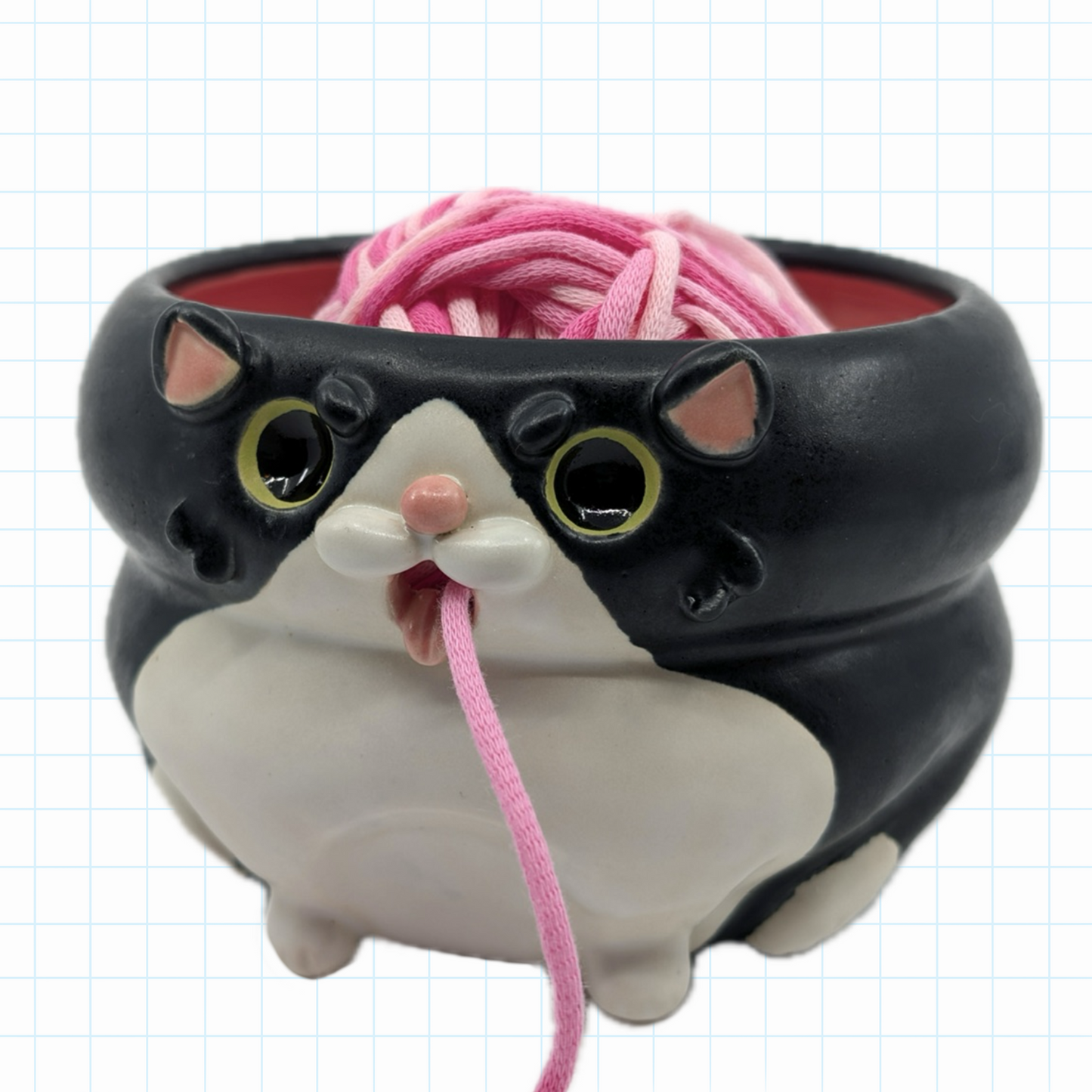 Blaaaagh! Cat Yarn Bowl (B&W Tuxedo)