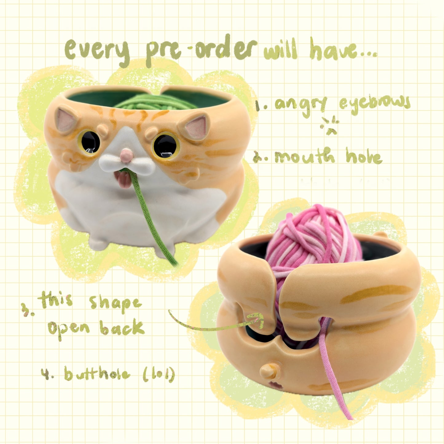*PRE-ORDER* - Blaaaagh! Cat Yarn Bowl (Ships January-February)