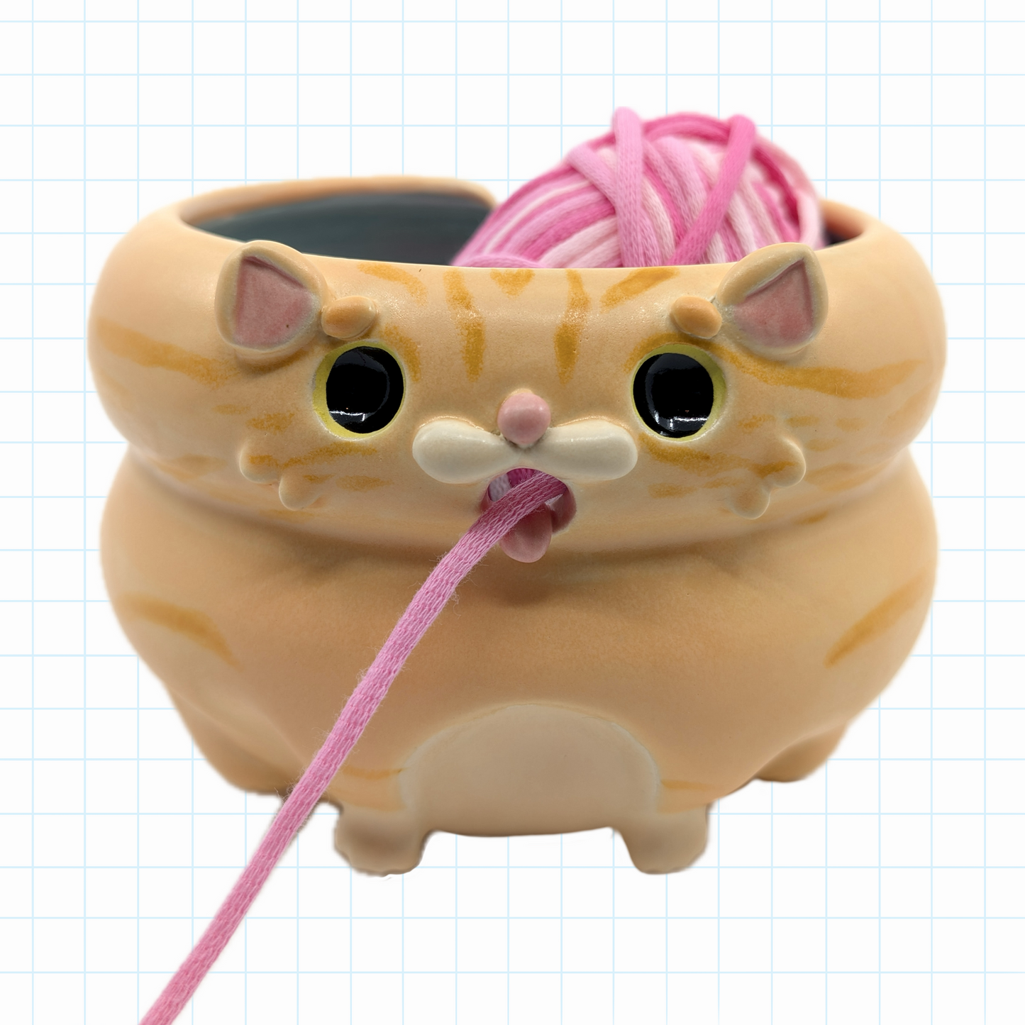 Blaaaagh! Cat Yarn Bowl (Orange Tabby)