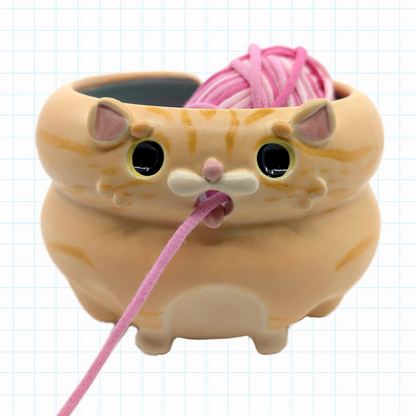 Blaaaagh! Cat Yarn Bowl (Orange Tabby)