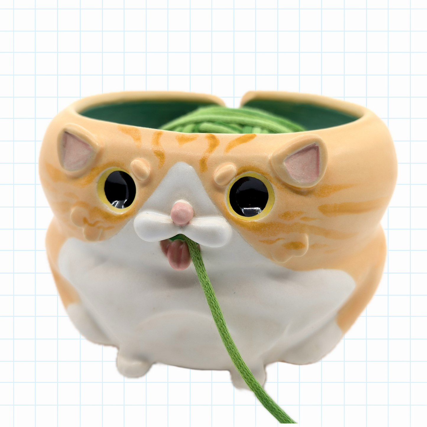 Blaaaagh! Cat Yarn Bowl (Orange Tuxedo)