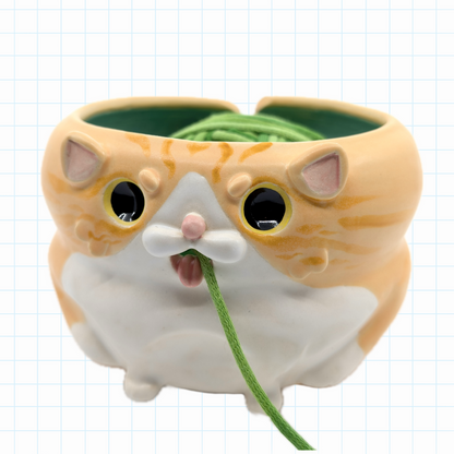 Blaaaagh! Cat Yarn Bowl (Orange Tuxedo)