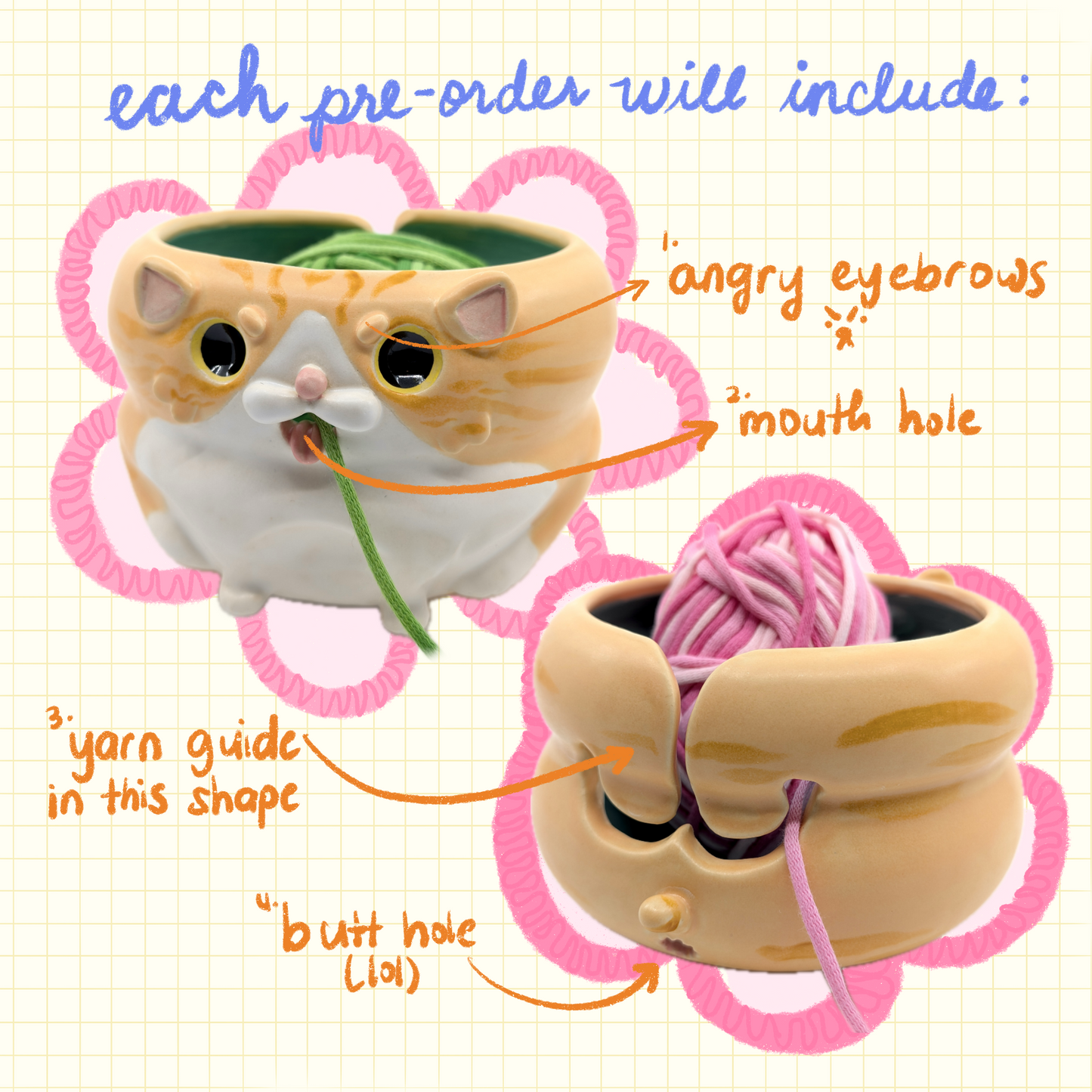 *PRE-ORDER* - Blaaaagh! Cat Yarn Bowl (Ships May-June)